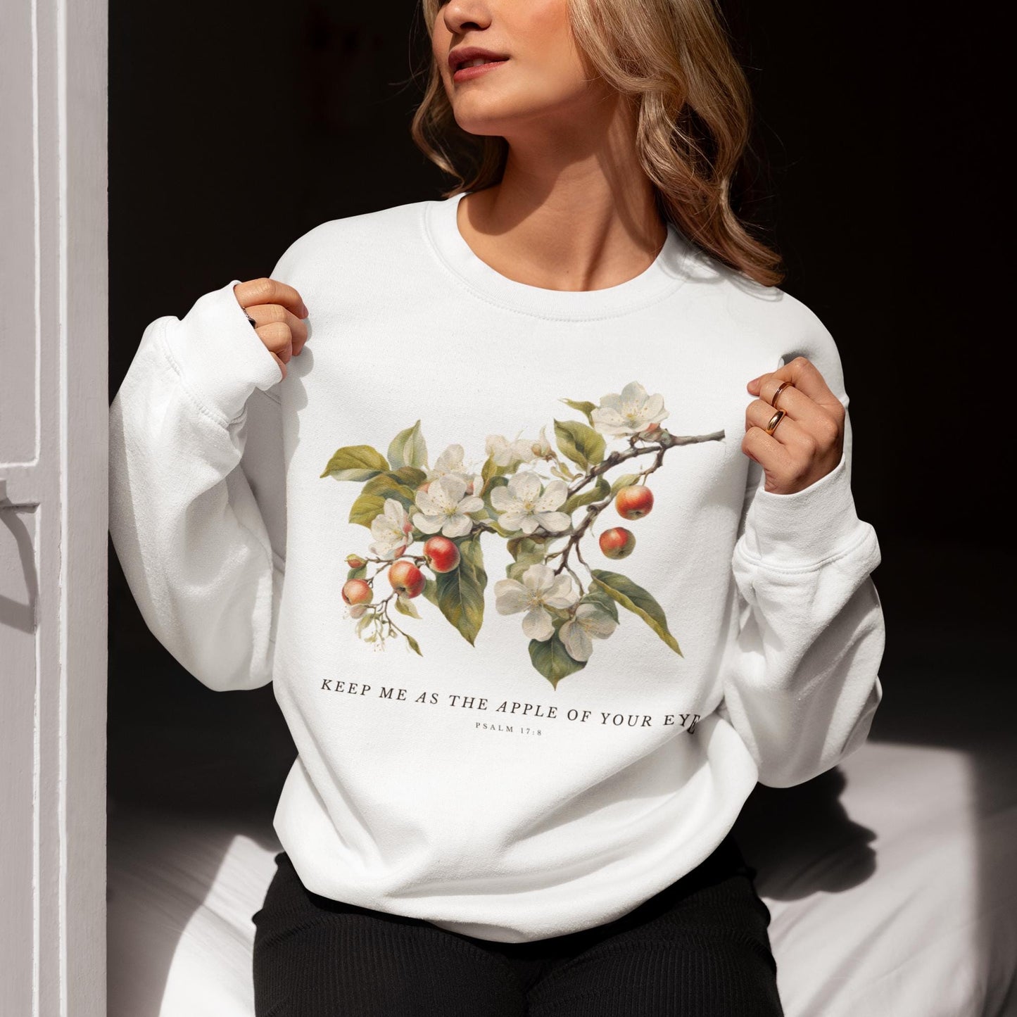 Keep Me As The Apple Of Your Eye Psalm 17:8 Soft Unisex Sweatshirt